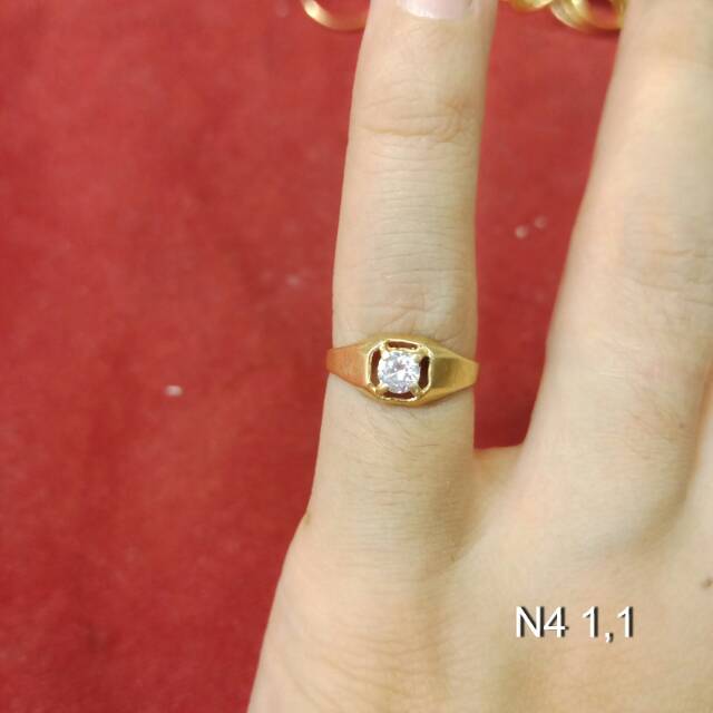 Cincin No 4 anak dan dewasa emas mas asli kadar 700 70% 22 1 satu gram z petir rante mickey permata cowok cewek