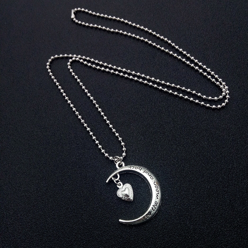 Kalung Panjang Rantai Perak Hati Silver Long Chain Necklace Moon Heart Korea Cool Letter Necklaces for Women Party Jewelry
