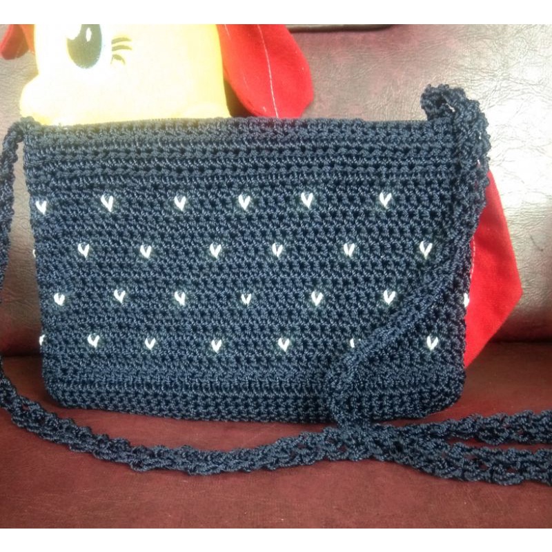 Tas rajut slempang polkadot/slingbag rajut/rajut handmade/rajut slempang