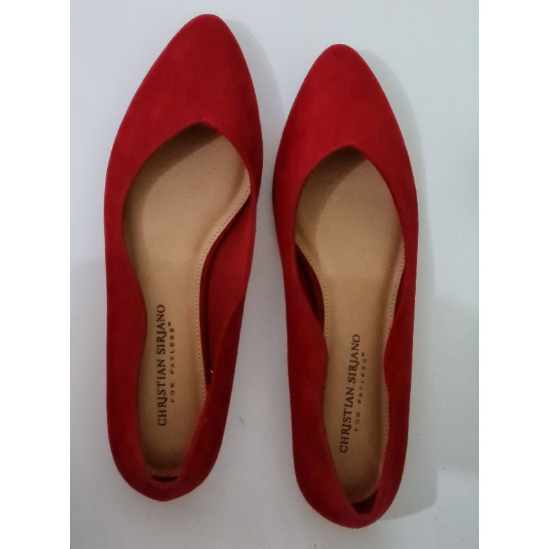 PRELOVED sepatu flat shoes merah christian siriano NO BOX size 7½ sepatu cewe sendal pergi