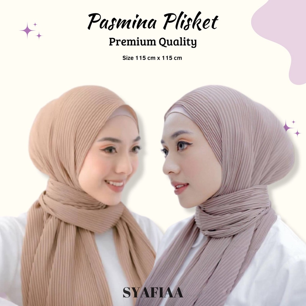 Kerudung Pashmina Full Plisket Ceruty Baby Doll Hijab Pashmina Plisket Lidi Jilbab Polos Plisket Pre