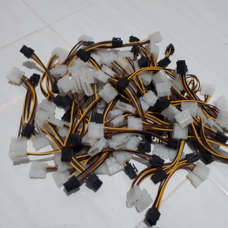 Kabel Power VGA 6 pin To Dual Molex IDE Konverter 6 pin cabang 2 Molex