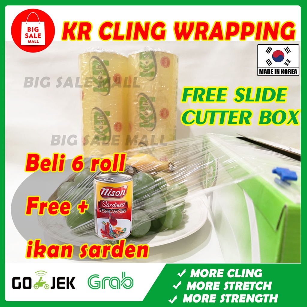 Plastik Wrap JUMBO FOOD GRADE Food Wrapping Makanan Sealer KR FRESH WARAP / SATUAN SET