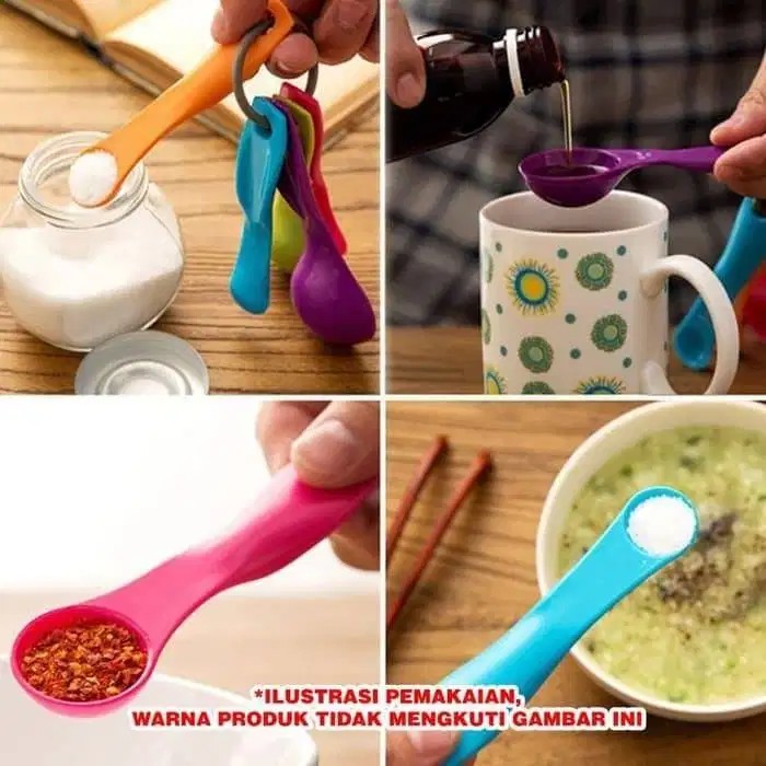 Sendok Takar 5 in 1 Plastik / Sendok Kue Warna Warni / Sendok Bumbu RM06