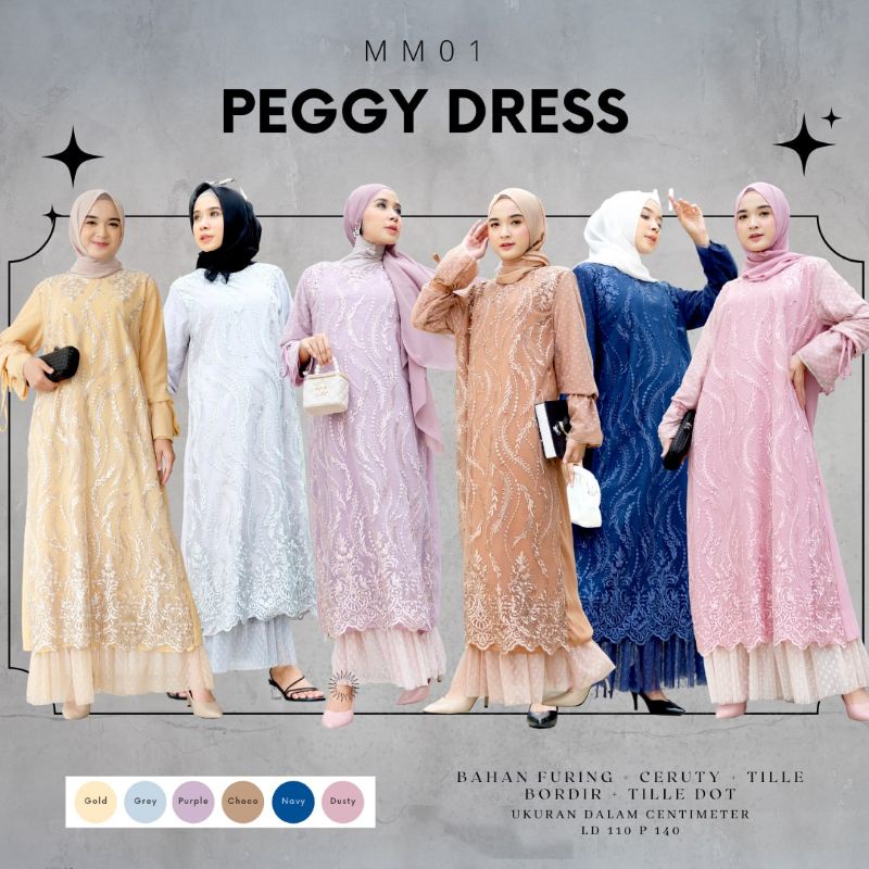 Grosir Seri MM01 Peggy Dress Brokat Tile_Cerutty Dress_Gaun Pesta_Gamis Pesta Kualitas Premium Jumbo