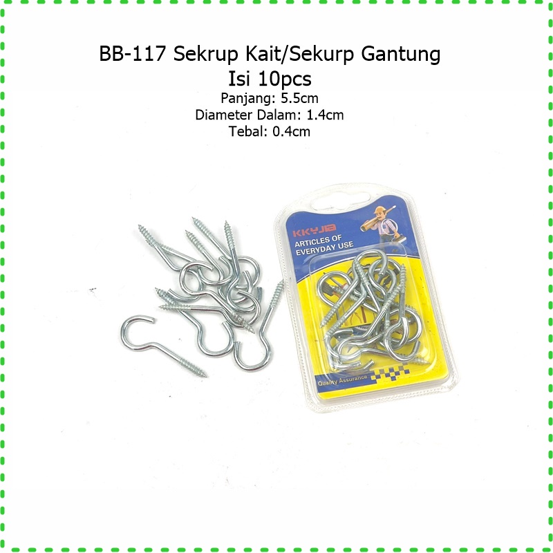 Sekrup Gantung/Hook Screw  Uk panjang: 5.5cm &amp; 6.5cm