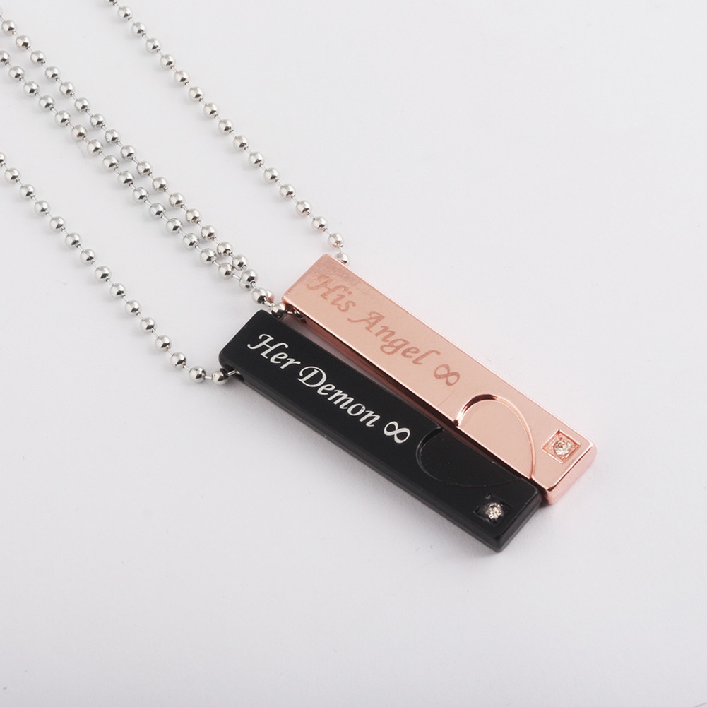 Hu Hu Hu Hu Hu Alat Bantu Pasang Kacamata♡ His / Her Dog Tag Kalung Berlian Imitasi Untuk Pasangan