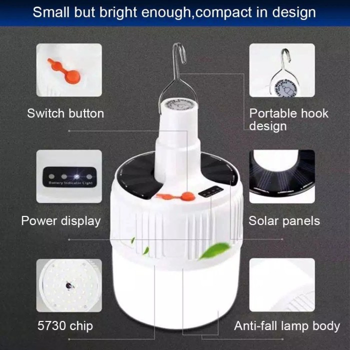 Lampu Emergency Solar Panel Bohlam Solar Hemat Energi