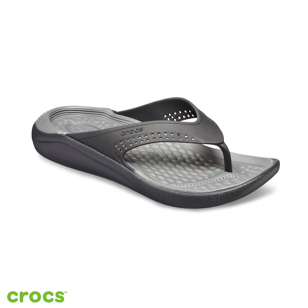 Crocs Literide Flip / Literide Jepit / Sandal Unisex / Sandal Pria / Sandal Wanita / Original - Black Gray  G205182-0DD