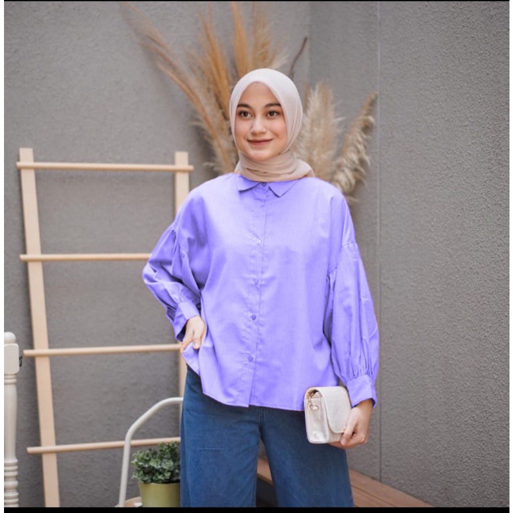 Tq88indonesia  Fashion Baju Kemeja  Wanita Lengan Panjang Terbaru / Kem  Fansya Shirt Oversize / Hem Polos Cewek / Ootd / Kemeja Kantor