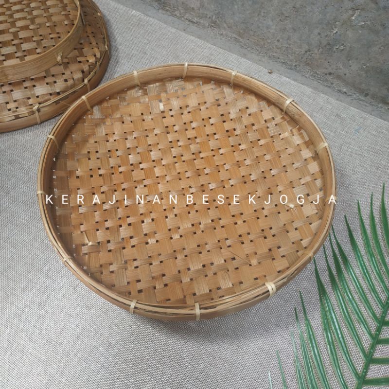PIRING BULAT D 28CM | PIRING BULAT 1 NATURAL | piring anyam piring bulat piring anyam bambu