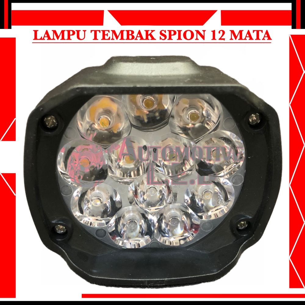 LAMPU TEMBAK SPION MOTOR 12 MATA 12 WAT WATERPROOF | LAMPU SOROT LED 12 MATA BULAT | LAMPU TEMBAK LED SPION