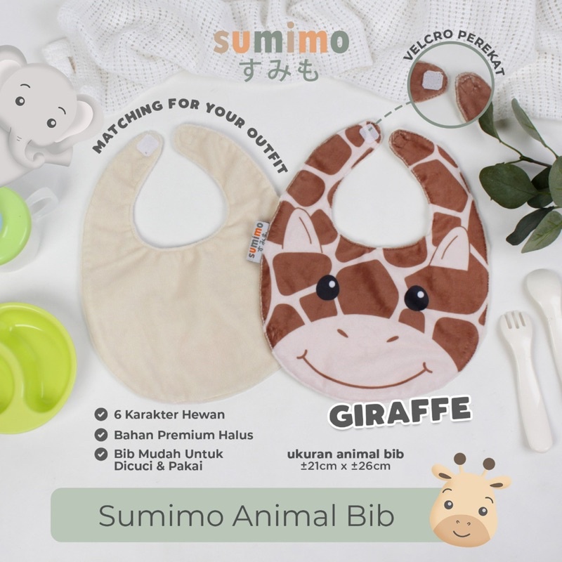 Sumimo ANIMAL BIB / Celemek Bayi / Slaber Tatakan Iler Tatakan Makan Gambar Binatang