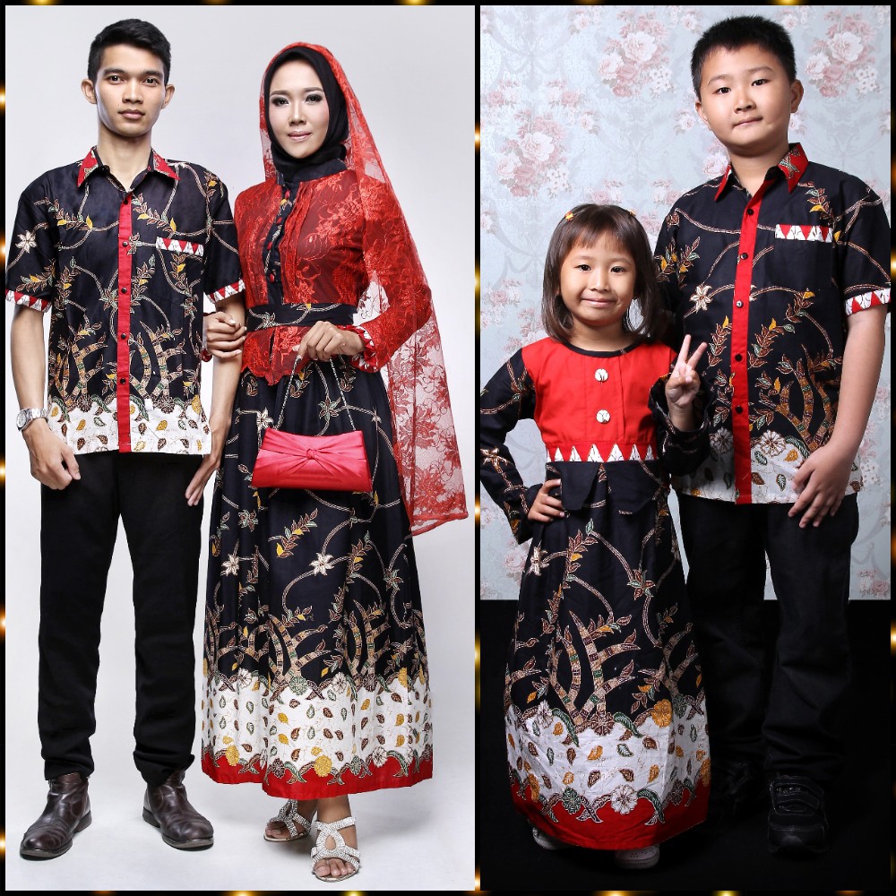 CAMISOLA SARIMBIT GAMIS ADELIA MADURA HITAM  COUPLE KELUARGA SERAGAMAN GROSIR