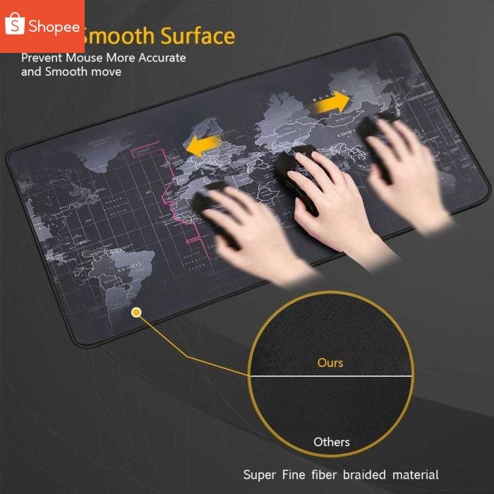 GAMING MOUSE PAD XL MOTIF PETA DUNIA DESK MAT ALAS KOMPUTER LARIS