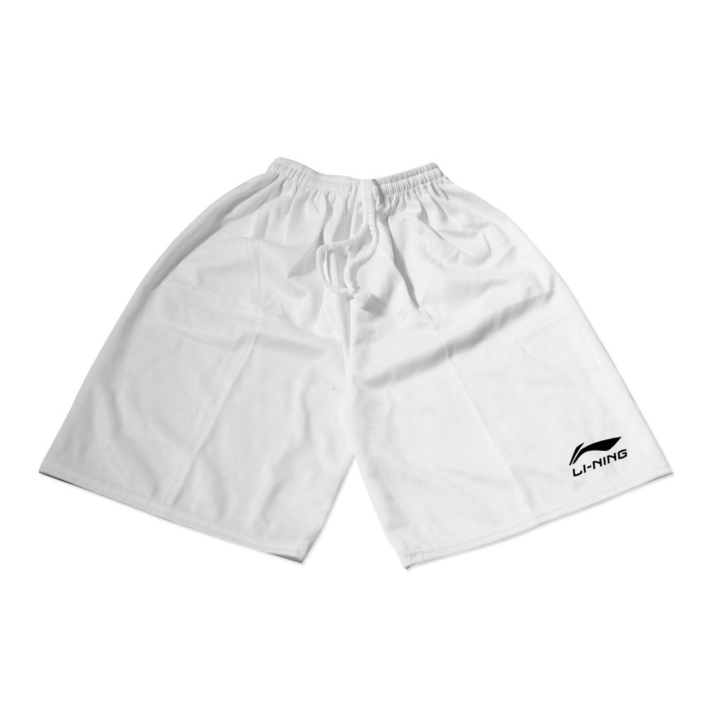 (1kg=7pcs) celana pendek polos pria/short pants men sport/celana olahraga santai polos hitam olahraga-PUTIH LOGO LINING