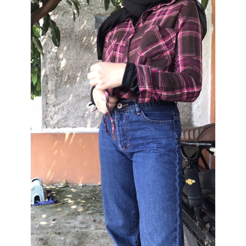 KEMEJA FLANEL CEWEK CROPTEE/CROPTOP COLORBOX