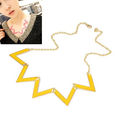 LRC Kalung Wanita personality fashion fold triangle pendant charm design sweater chain