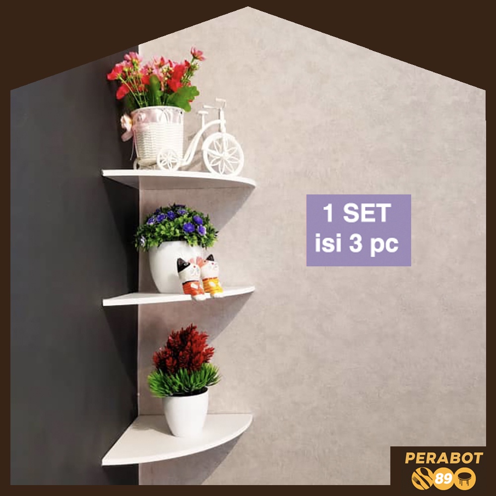 Rak Sudut Kamar mandi/ Ambalan Sudut Ruangan Serbaguna/ Rak sudut bunga dekorasi cafe/ Hiasan kamar