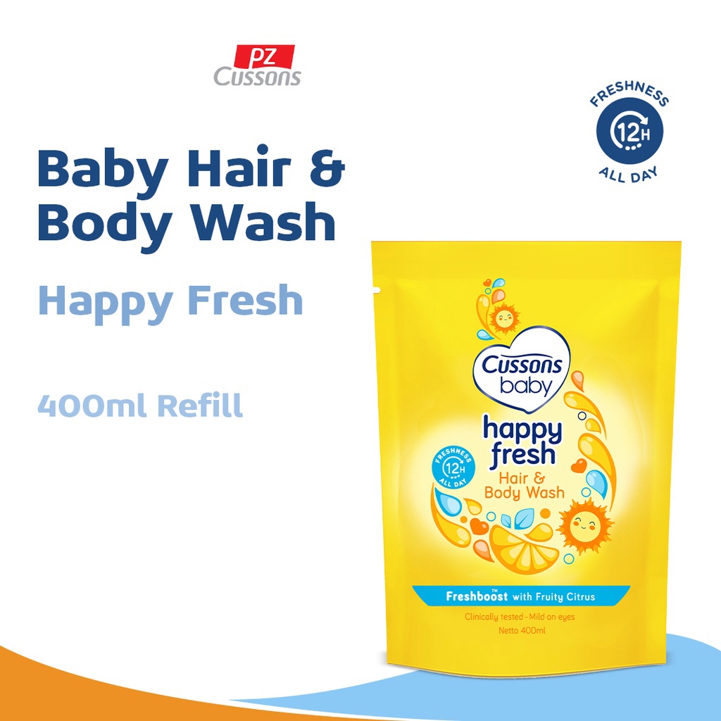 CUSSON BABY HAIR &amp; BODY WASH HAPPY FRESH REFILL 400ML