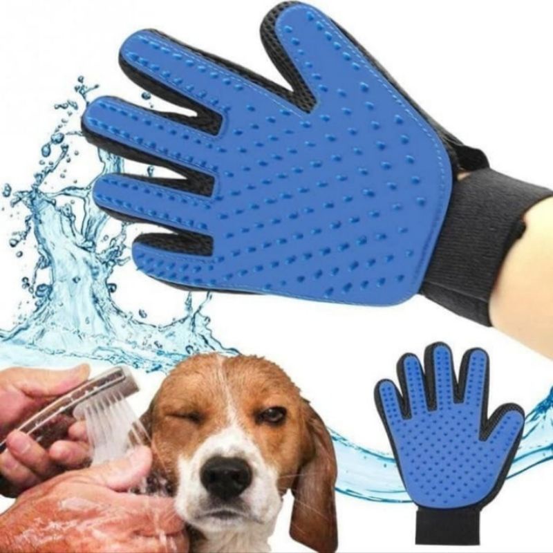 sarung tangan pengangka bulu kucing anjing perapi saat mandi true touch Pet Glove