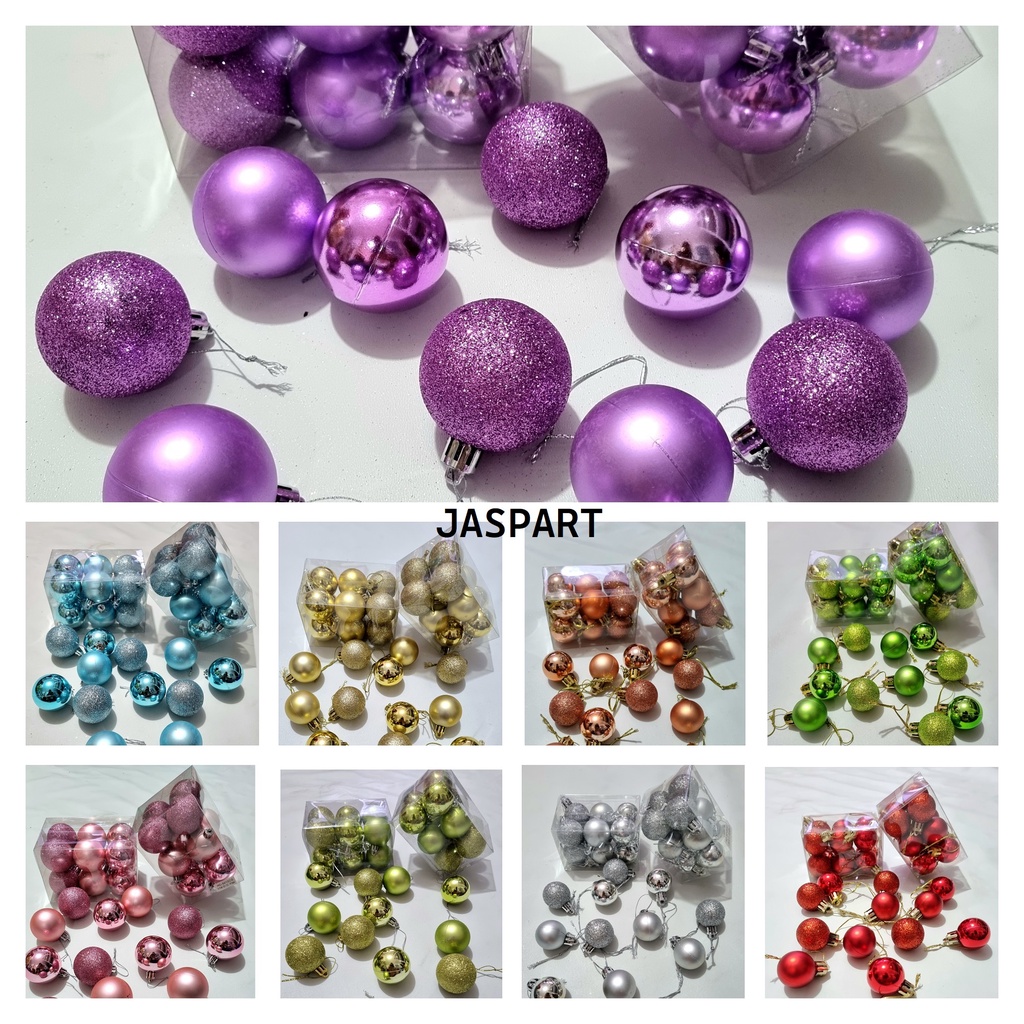 [1 SET] Hiasan Aksesoris Bola Natal Ornamen Gantungan Pohon 3 4 5 6 8 CM Hias Gantung Dekorasi XmaS