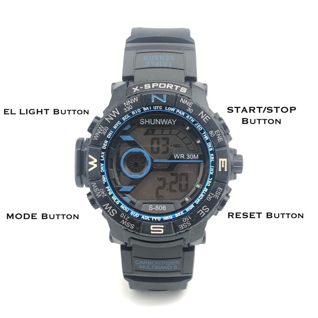 ［W.R 30M］Jam tangan Digital sport pria Anti Air 30M  S-806