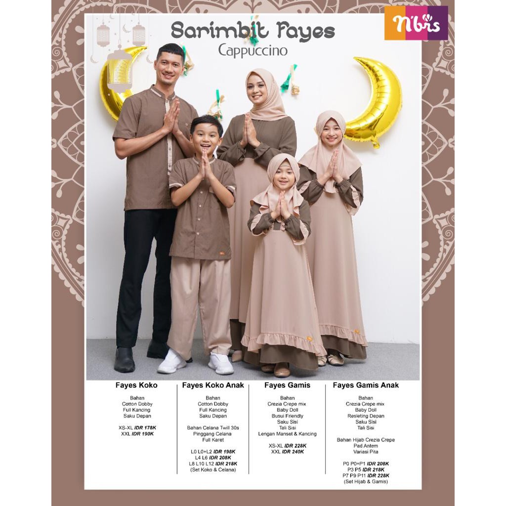 NIBRAS Sarimbit Fayes Cappuccino Baju Sarimbit Keluarga Lebaran Seragam Keluarga Besar Baju Couple