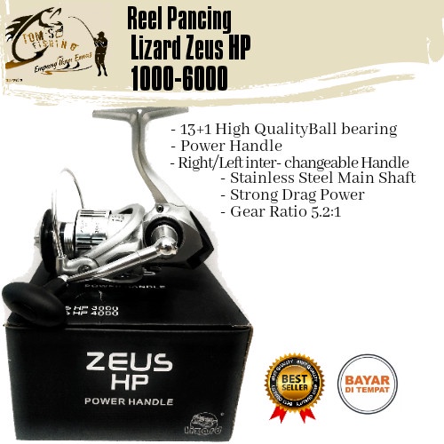 Reel Pancing Lizard Zeus HP 1000-6000 131Bearing Power Handle - 1000