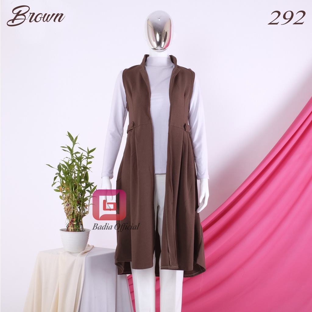 Outer Panjang Wanita Long Outer Cardigan Rompi Lengan Pendek Wafel Crepe Polos Muslimah Premium