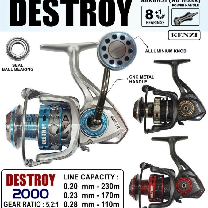 Reel Pancing Kenzi Destroy 1000/2000/3000/6000 Power Hendel Sae 