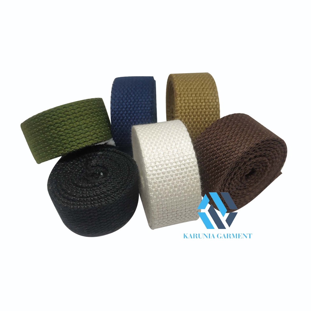 TALI WEBBING TAS LEBAR 2.5 CM FULL KATUN BISBAN KANVAS SLINGBAG PER ROLL 27 METER