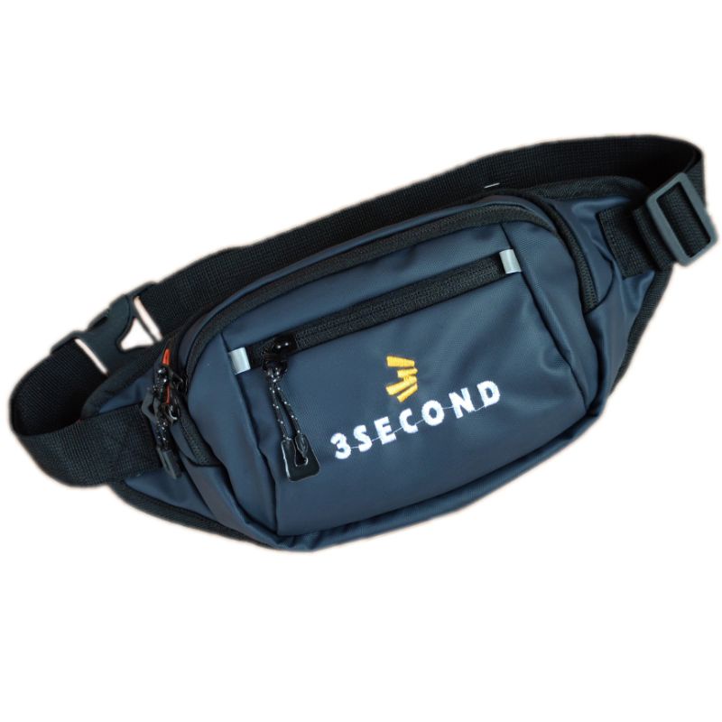 Tas waistbag 3Second logo Bordir waterproof 4 Resleting