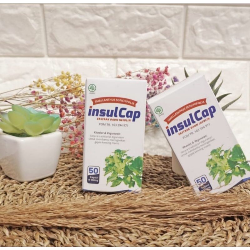 INSULCAP Ekstrak Daun Insulin 50 Kapsul BPOM ORIGINAL - INSULCAP Herbal Diabetes Kencing Manis