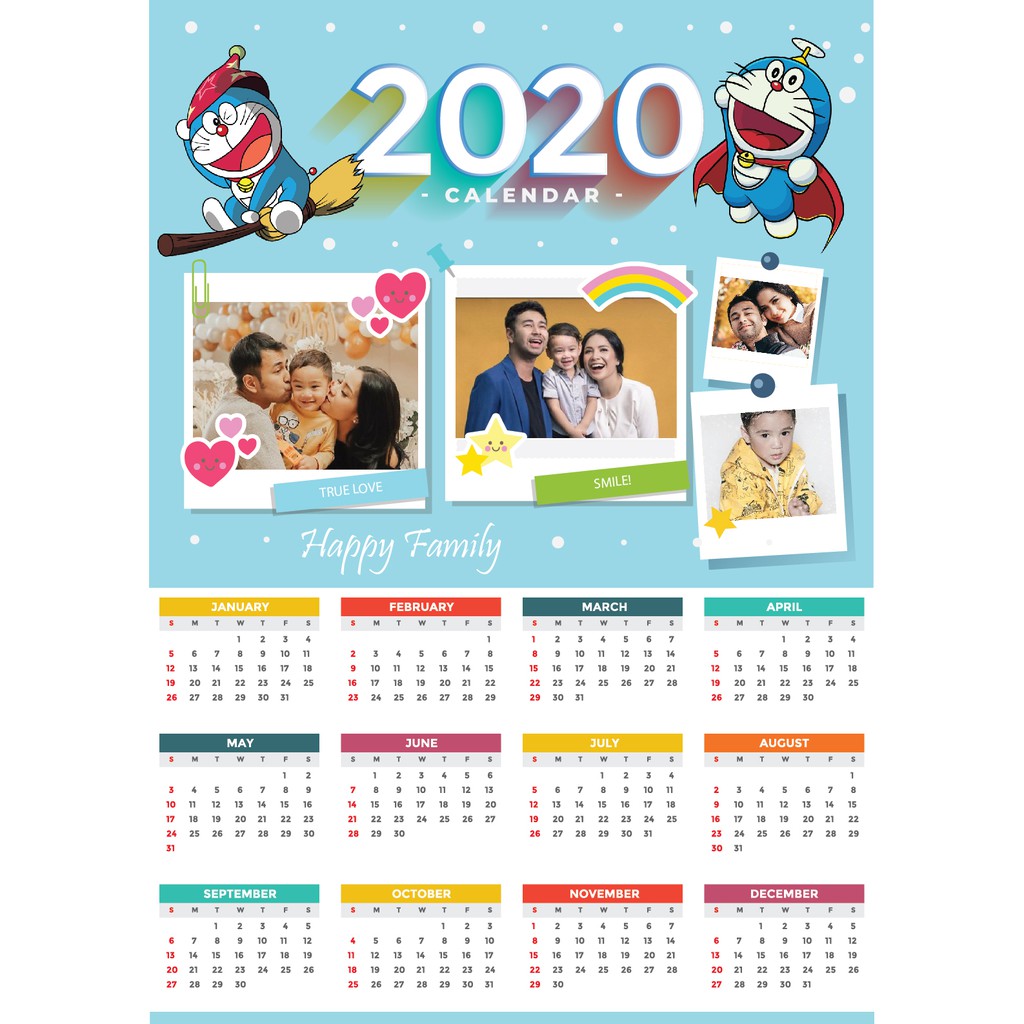 Kalender 2020 Free Custom Tambah Foto Ukuran A3