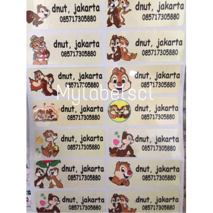 

Waterproof Name Sticker Stiker Label Nama Stickers Anti Air Botol Minum Chip Dale Disney Tupai