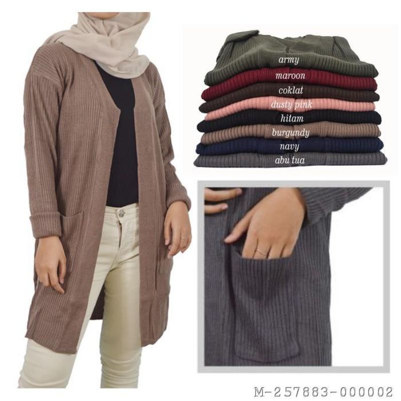 OUTERWEAR WANITA BELLE CARDIGAN  KNIT VJUM-116Variasi：MAROON, DUSTY PINK, BURGUNDY, ARMY, HITAM, COK