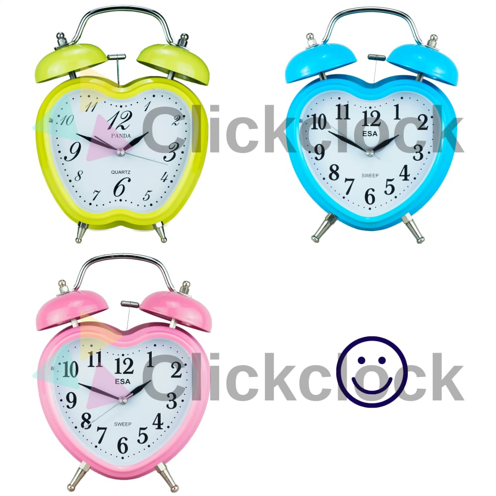 Jam Weker Quartz Alarm Clock Pink Biru Esa 2846 Kecil Unik Keren Step Movement