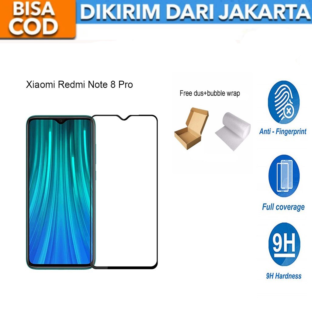 Xiaomi Redmi Note 8 Pro Full Cover/Full Screen Tempered Glass Screen Protector Anti Gores