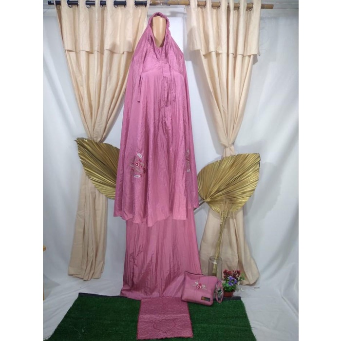 Mukena Dewasa Traveling Parasut Set Sajadah Muka Jumbo