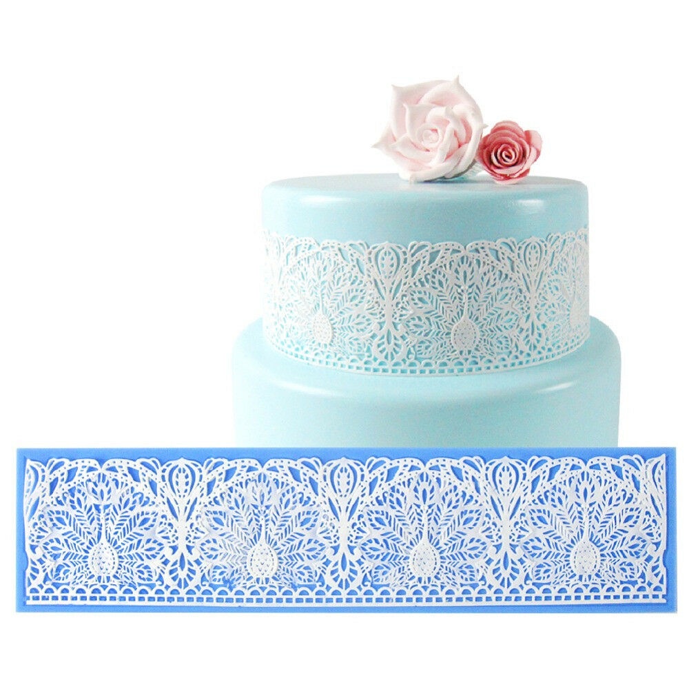 Cetakan Fondant Bahan Silikon Bentuk Renda Bunga Untuk Dekorasi Kue Pernikahan