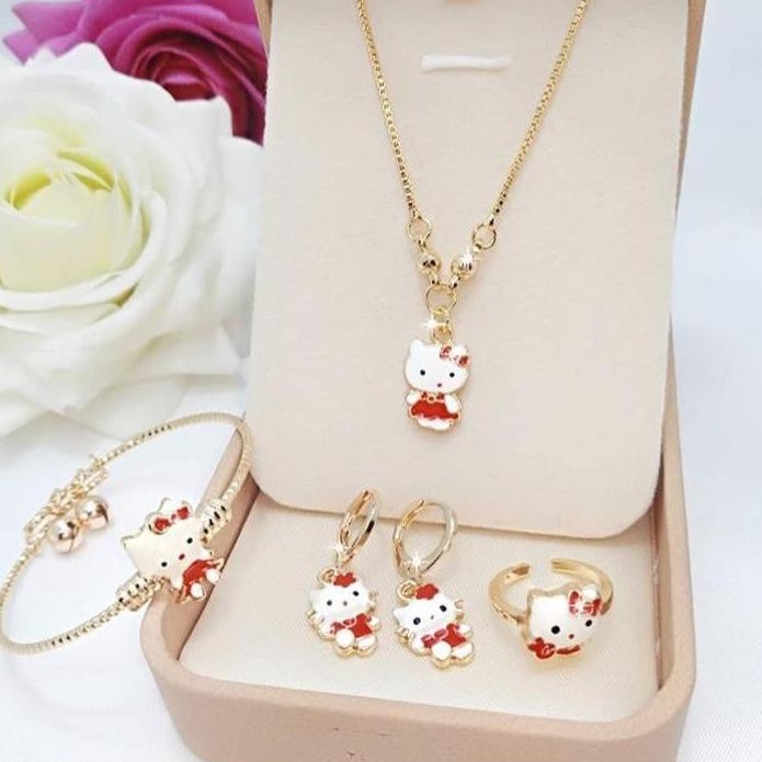 BISA COD [Star] BAYAR DI TEMPAT!!!kalung set lengkap anak set hello kitty#1 random