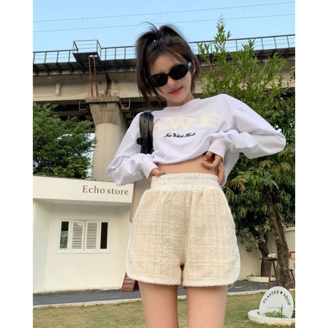 Sweater Wanita Awe Fine | Korean Sweet Style Sweatshir | Baju Wanita Lucu | Sweater Crop Wanita