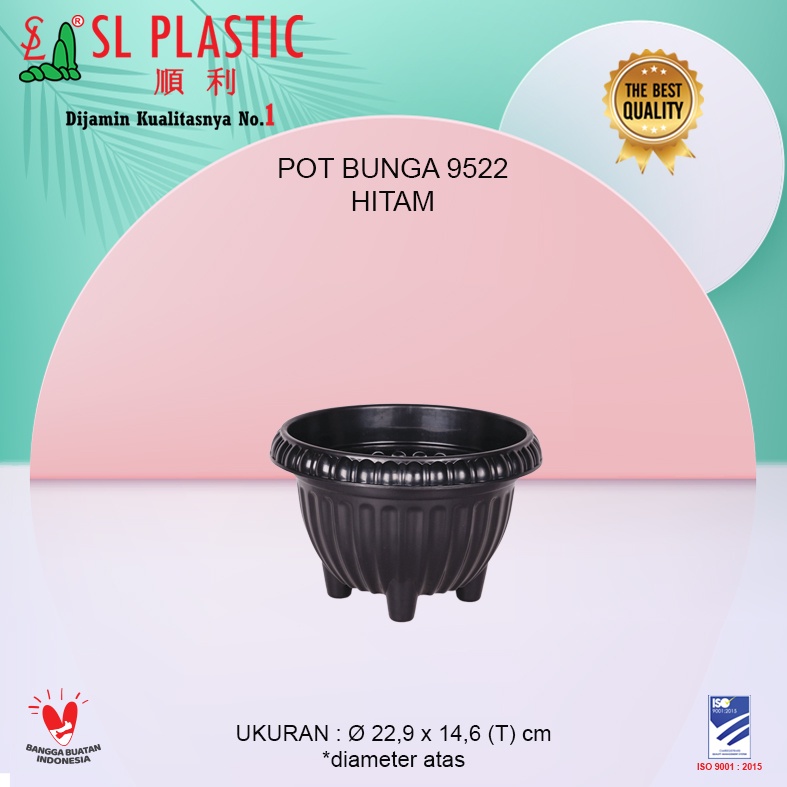 Pot Bunga / Pot Tanaman Hitam Tipe 9522 SL PLASTIC