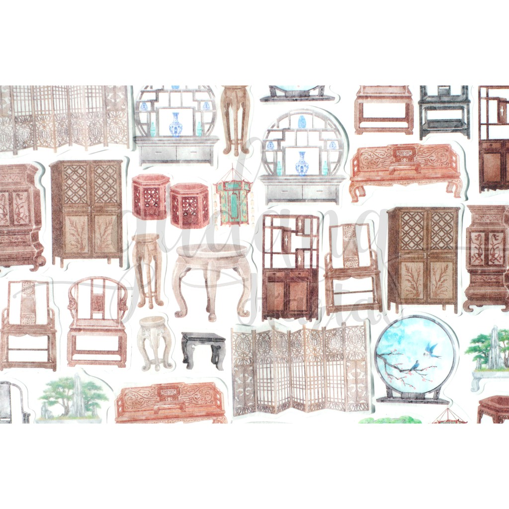 Stiker Washi Oriental Furniture Sticker Perlatan Furnitur Unik DIY Scrapbook GH 303602