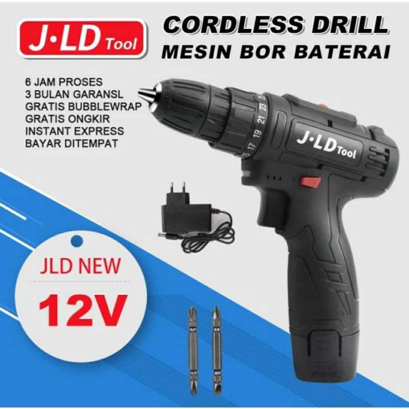 Bor batrei 12v JLD cordless drill 12s batrei 1 bor obeng sekrup bolak balik japan technology