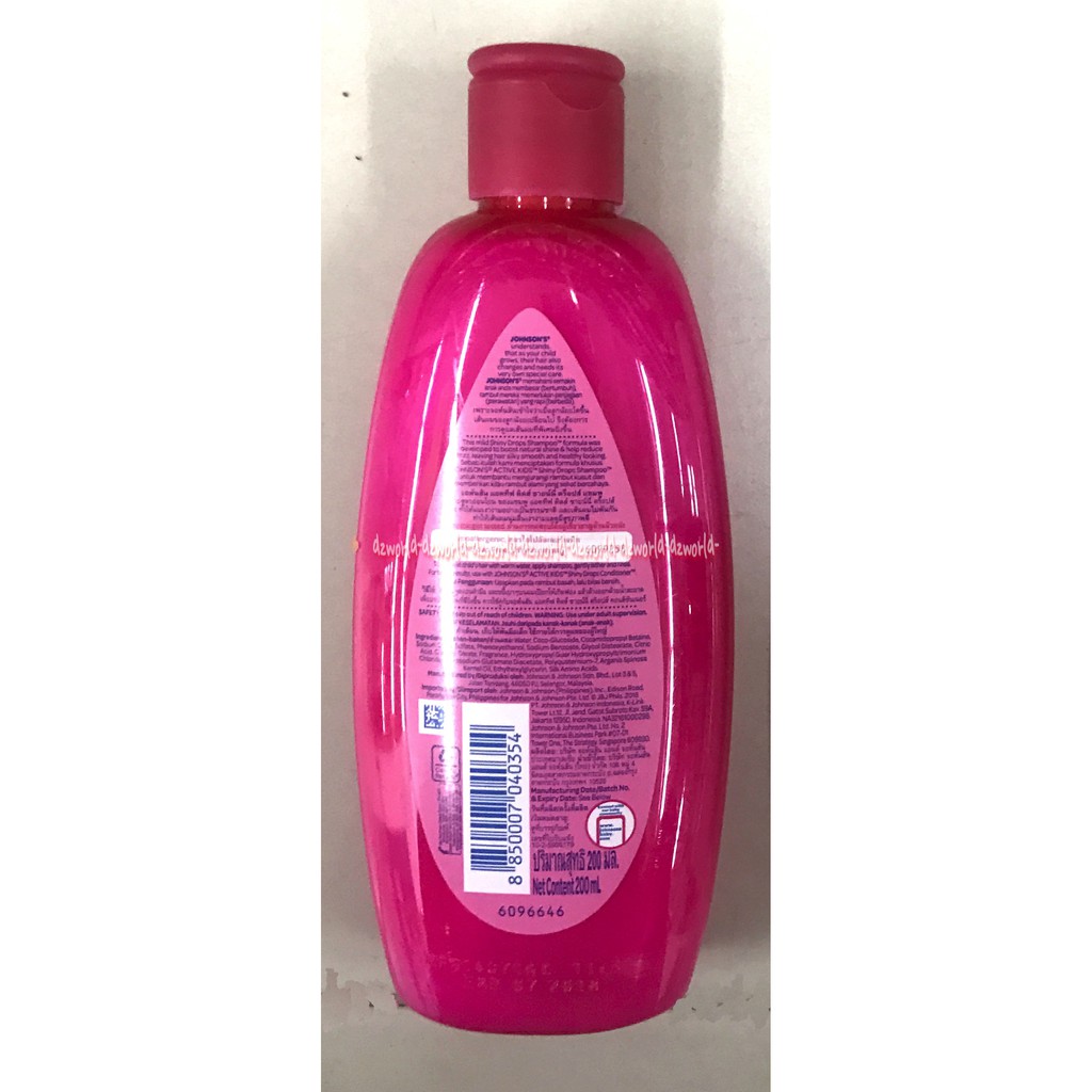 Johnson's Active Kids 200ml Shiny Drops Shampoo Anak Jonson Pink Shinny Membuat Kilau Rambut Pada Anak Jonson Jhonson's