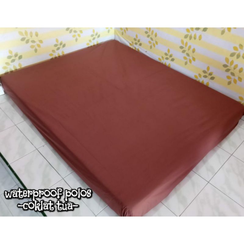 Sprei waterproof ukuran 160x200-Cokelat tua