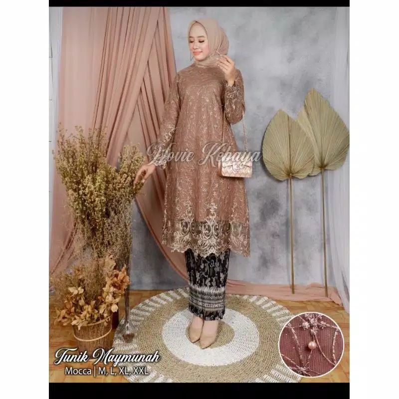 REAL PICT SETELAN KEBAYA TUNIK TULLE/KEBAYA MODERN/KEBAYA WISUDA/KEBAYA TUNANGAN