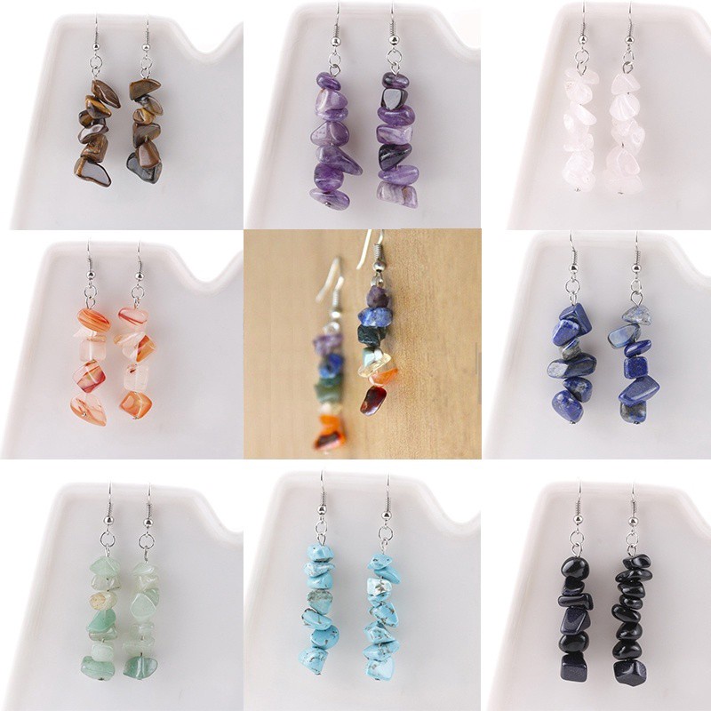 Anting Batu 7 Chakra Reiki Natural Stone